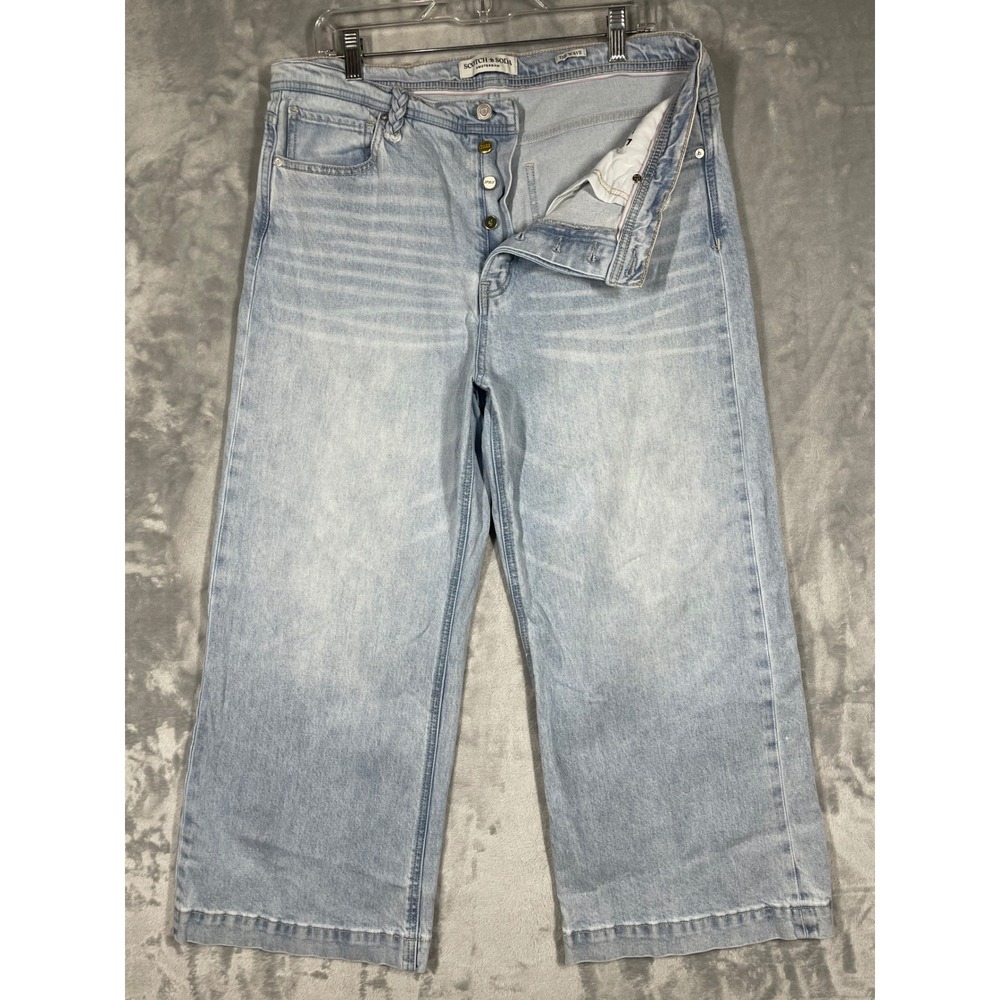Scotch & Soda Amsterdam The Wave Wide Leg Jeans Light Wash Button Fly 14/32